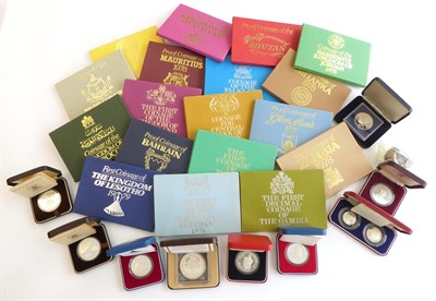 Lot 2182 - 18 x Foreign Proof Sets comprising: Swaziland 1974 'First Coinage,' Morocco 1974, Falkland...