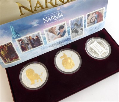 Lot 2193 - New Zealand, 3-Coin Silver Proof Set 2006 'The Chronicles of Narnia' celebrating the New...