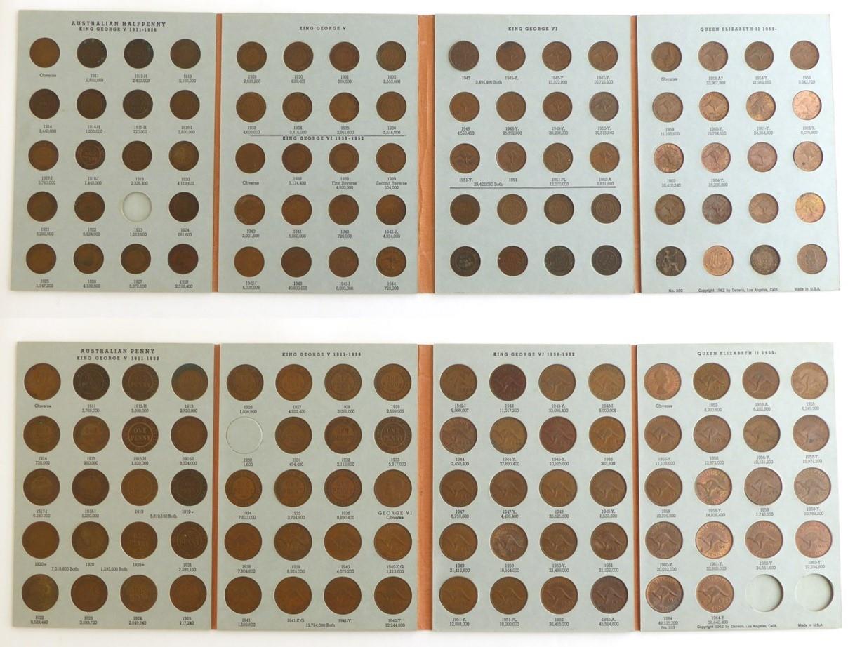 Lot 2194 - Set of Australian pennies, and a set of Australian halfpennies (2 sets), in DANSCO folders