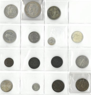 Lot 2200 - World Coins: South Africa Crown 1947, Halfcrown 1942, 1932, Switzerland 5 Francs1932, 2 Francs...