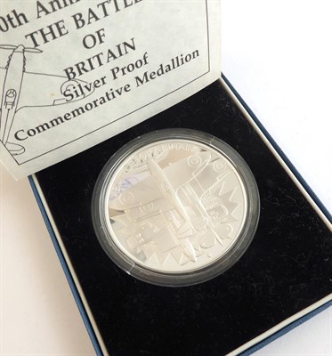 Lot 2204 - Sterling Silver Proof Medallion 1990 commemorating the 50th anniversary of the Battle of...