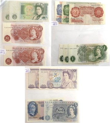 Lot 2207 - 14 x Bank of England Notes comprising: 2 x £20: Fforde series ''D'' Pictorial issue: AO3 456722 VF