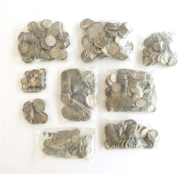 Lot 2223 - £29.47½ Face Value Pre-47 Silver, weight 3.26kg & £3.02½  Face Value Pre-20 Silver, mostly...
