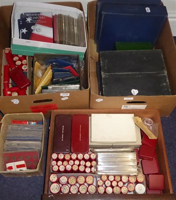 Lot 2228 - A Box and drawer full of various coin display and storage boxes and trays.