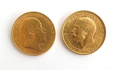 Lot 2237 - Edward VII Sovereign 1910 and George V 1915 with original Spink and Son packets (2)