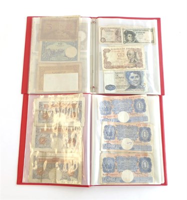 Lot 2248 - Two folders of British and World Banknotes from more recent times to early/mid 20th century, in...