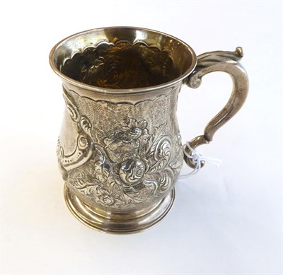 Lot 3 - A George II Silver Mug, Maker's Mark Indistinct, London, 1755, baluster and on spreading foot, with