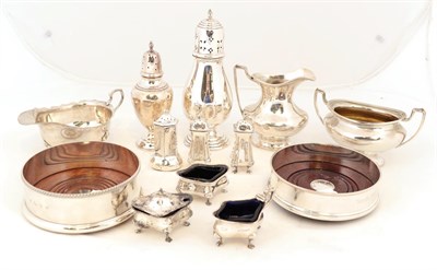 Lot 34 - A Collection of Silver and Silver Plate, including: a five-piece condiment-set, comprising: two...