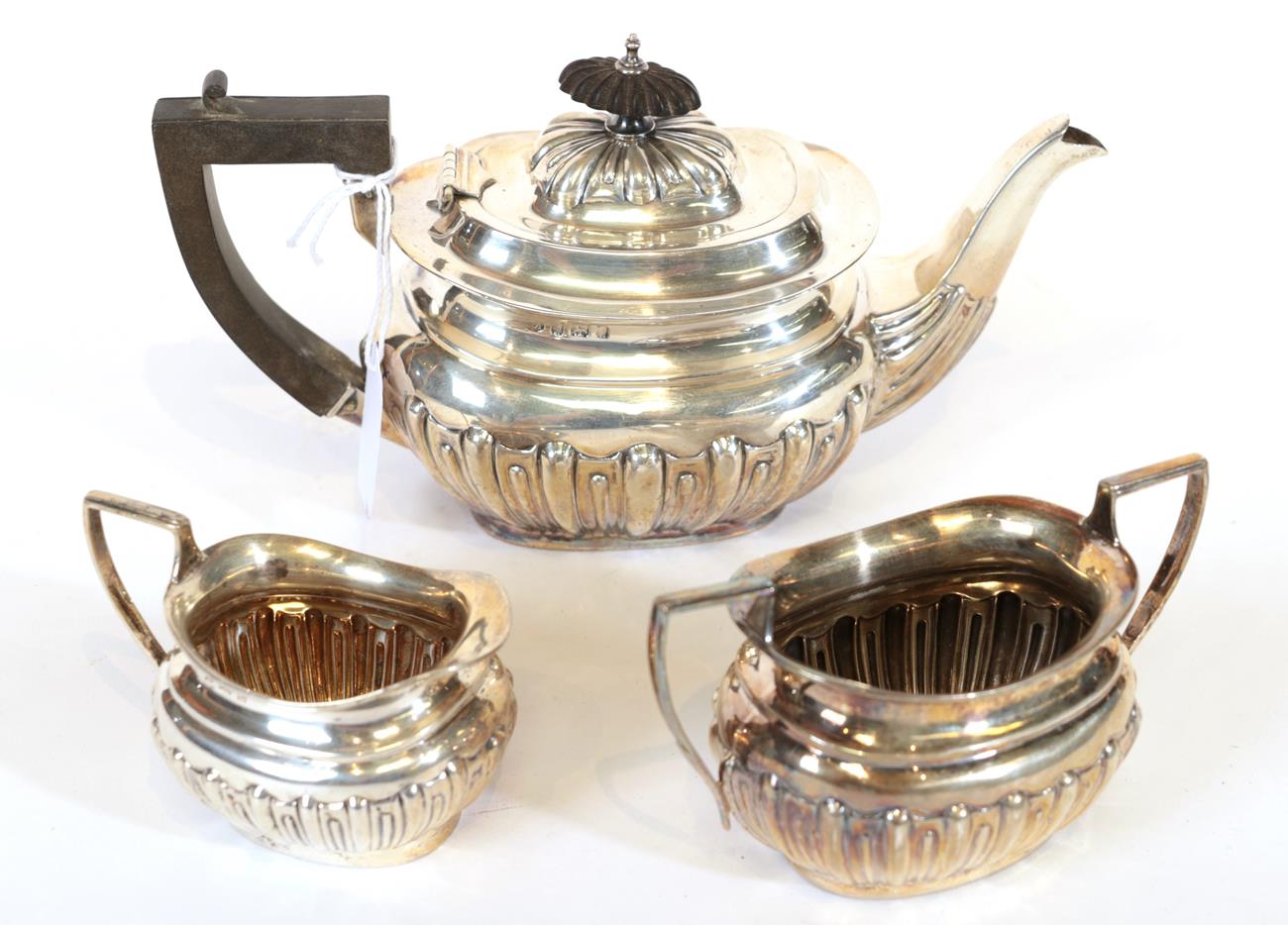 Lot 36 - A Three-Piece Edward VII Silver Tea-Service, by William Aitken, Birmingham, 1902 and 1904, each...