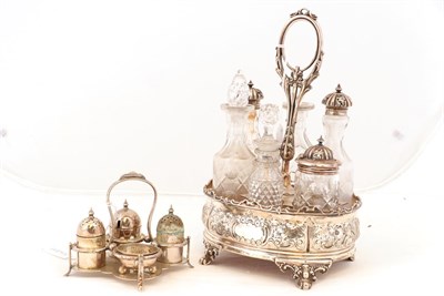 Lot 37 - A Victorian Silver Cruet-Stand, by Martin and Hall, Sheffield, 1867, oval, the sides chased...