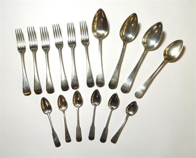 Lot 46 - A Collection of George III and William IV silver flatware, comprising: A set of four Scottish...