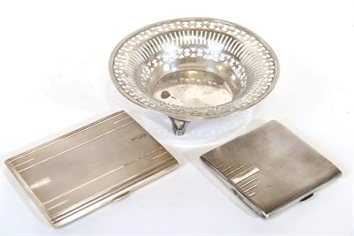 Lot 50 - Two Silver Cigarette-Cases and a Silver Bowl, The First Cigarette-Case Chester, 1935, the...