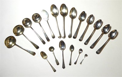 Lot 54 - An Assorted Group of 18th Century and Later Silver Flatware, including: a pair of Old English...