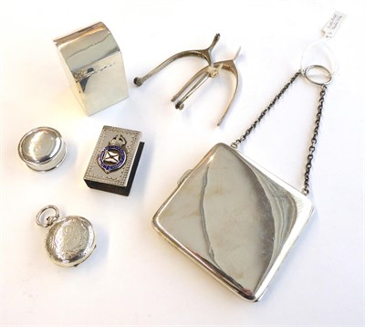 Lot 62 - A Collection of Silver, including: a cigarette case, Chester, 1924; a playing card box, Birmingham