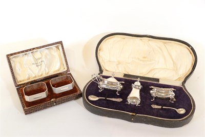 Lot 66 - A Cased George V Silver Condiment-Set, by Alexander Clark and Co Ltd., Birmingham, 1919 and...