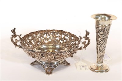 Lot 67 - A Victorian Silver Bowl, circular, the sided stamped and pierced with foliage scrolls, with...