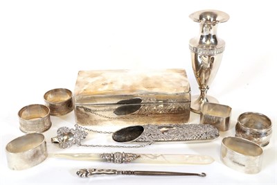 Lot 77 - A Quantity of Silver, including: an Edward VII silver chatelaine clip with spectacle case by...