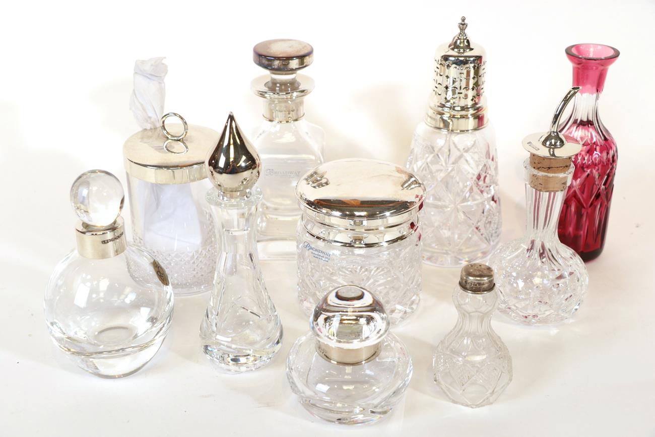 Lot 81 - A Collection of Silver-Mounted Glass Items, mostly Elizabeth II, some in boxes, comprising: a...