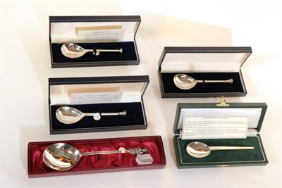 Lot 82 - Six Various Elizabeth II Silver Reproduction Spoons, each in a fitted case, two copies of a...