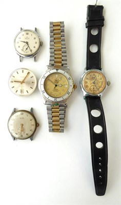Lot 98 - A Tag Heuer 2000 Professional Gent's Wristwatch; a Garrard Automatic Movement; and Three Other...