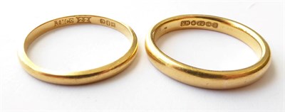 Lot 111 - Two 22 Carat Gold Band Rings, finger sizes M and M