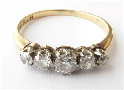 Lot 121 - A Diamond Five Stone Ring, stamped '18CT', finger size M1/2