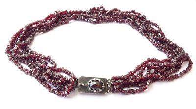 Lot 129 - A Six Strand Garnet Bead Necklace, length 42.5cm