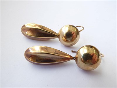 Lot 152 - A Pair of Victorian Drop Earrings, unmarked, drop length 4.6cm