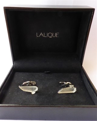 Lot 185 - A Pair of Lalique Cufflinks, in the form of Victoire hood ornaments, boxed