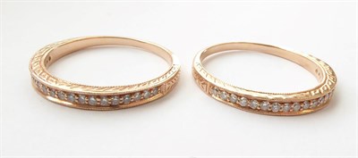 Lot 189 - Two Half Hoop Diamond Rings, unmarked, finger sizes R1/2 and R1/2