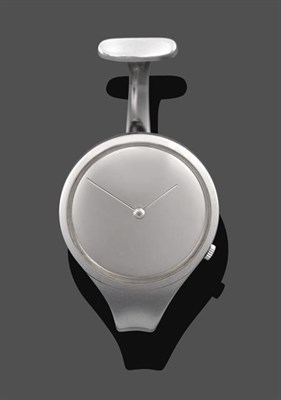 Lot 2052 - A Stainless Steel Bangle Wristwatch, signed Georg Jensen, Denmark, circa 2000, mechanical lever...