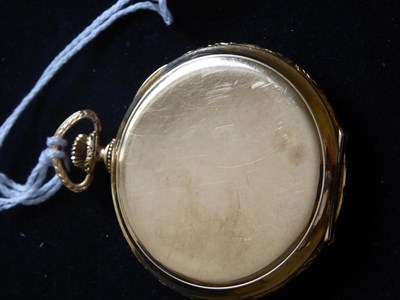 Lot 2232 - An Art Deco Open Faced Keyless Pocket Watch, 1928, lever movement, blued overcoil hairspring,...