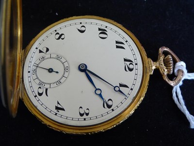 Lot 2232 - An Art Deco Open Faced Keyless Pocket Watch, 1928, lever movement, blued overcoil hairspring,...