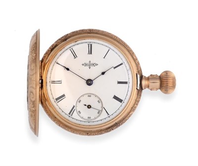 Lot 2235 - A 14 Carat Gold Full Hunter Pocket Watch, signed Elgin, 1895,  lever movement signed and...