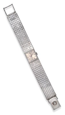 Lot 2240 - A Lady's 9 Carat White Gold Square Shaped Wristwatch, signed Rolex, Precision, circa 1965, (calibre