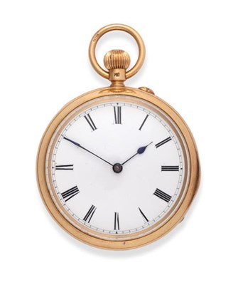 Lot 2241 - An 18 Carat Gold Fob Watch, 1894, lever movement, enamel dial with Roman numerals, case back...