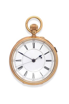 Lot 2266 - An 18 Carat Gold Open Faced Chronograph Pocket Watch, signed J W Reeley & Sons, London & Liverpool