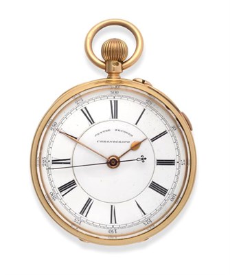 Lot 2271 - An 18 Carat Gold Chronograph Keyless Pocket Watch, signed Samuel Ernest, Haythorne, York, 1893,...