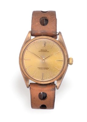 Lot 2274 - A 9 Carat Gold Automatic Centre Seconds Wristwatch, signed Rolex, Oyster Perpetual, Superlative...