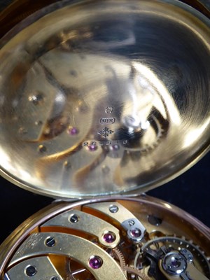 Lot 2275 - An 18 Carat Gold Open Faced Keyless Pocket Watch, signed Patek Philippe & Cie, Geneve, model:...