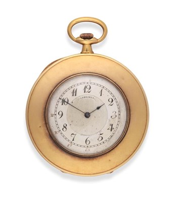 Lot 2295 - A 9 Carat Gold Open Faced Keyless Pocket Watch, signed Longines, 1912, lever movement signed...