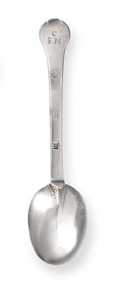 Lot 2320 - A Charles II Provincial Silver Trefid Spoon, by Marmaduke Best, York, 1680, with scroll...