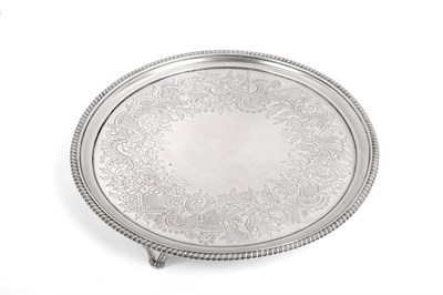 Lot 2330 - A George III Silver Salver, by Thomas Hannam and John Crouch, London, 1798, circular and on...