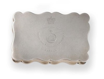 Lot 2348 - An Edward VII Silver Regimental Snuff-Box, by Deakin and Francis, Birmingham, 1902, shaped...