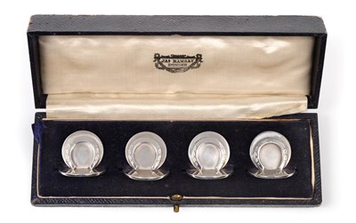 Lot 2381 - A Set of Four George V Silver Place-Card Holders, by Sampson Mordan and Co., London, 1928, Retailed