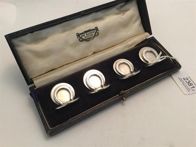 Lot 2381 - A Set of Four George V Silver Place-Card Holders, by Sampson Mordan and Co., London, 1928, Retailed
