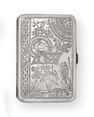 Lot 2402 - A Victorian Silver Card-Case, by Sampson Mordan and Co., London, 1883, oblong, the hinged cover and