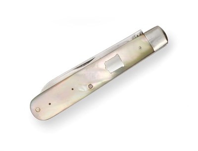 Lot 2411 - A Victorian Silver and Mother-of-Pearl Travelling Knife and Fork, by Sampson Mordan and Co.,...