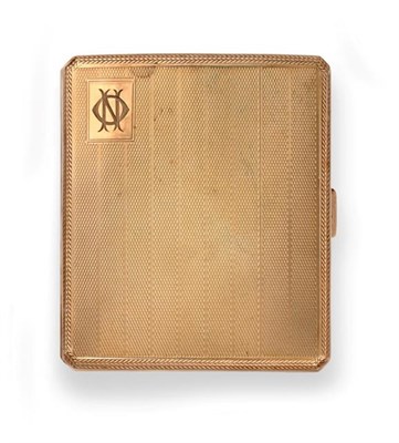 Lot 2420 - A George V Gold Cigarette-Case, by Cohen and Charles, London, 1929, 9ct, slightly curved oblong and