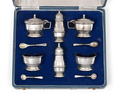 Lot 2428 - An Edward VII and George VI Silver Condiment-Set, by Hukin and Heath, Birmingham, 1936 and...